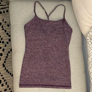 Maroon Lululemon fitted top with built in bra size 4